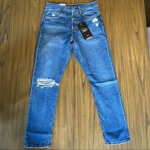 Levi’s 501 skinny high rise distressed jeans